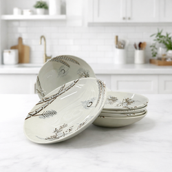 Harmony House Caribbean Soup Pasta Bowls 7.75” Dawn Gray Spice Brown (6)