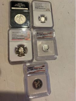 (5) NICE GRADED COINS