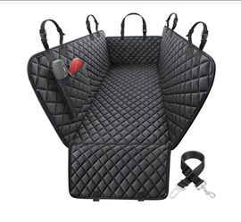 Black Quilted Dog Car Seat Cover Hammock
