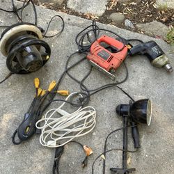 Power tools Grinder. B&D jigsaw  extension  cord. Drill. And polisher