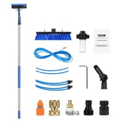 VEVOR Water Feed Pole Kit, 30ft Solar Panel Cleaning Post with Extendable Handle, 180° Rotating Brus