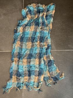 Plaid Blanket Scarf with Fringe