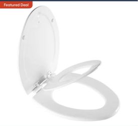 NextStep2 Wood White Elongated Soft Close Toilet Seat with built in potty seat