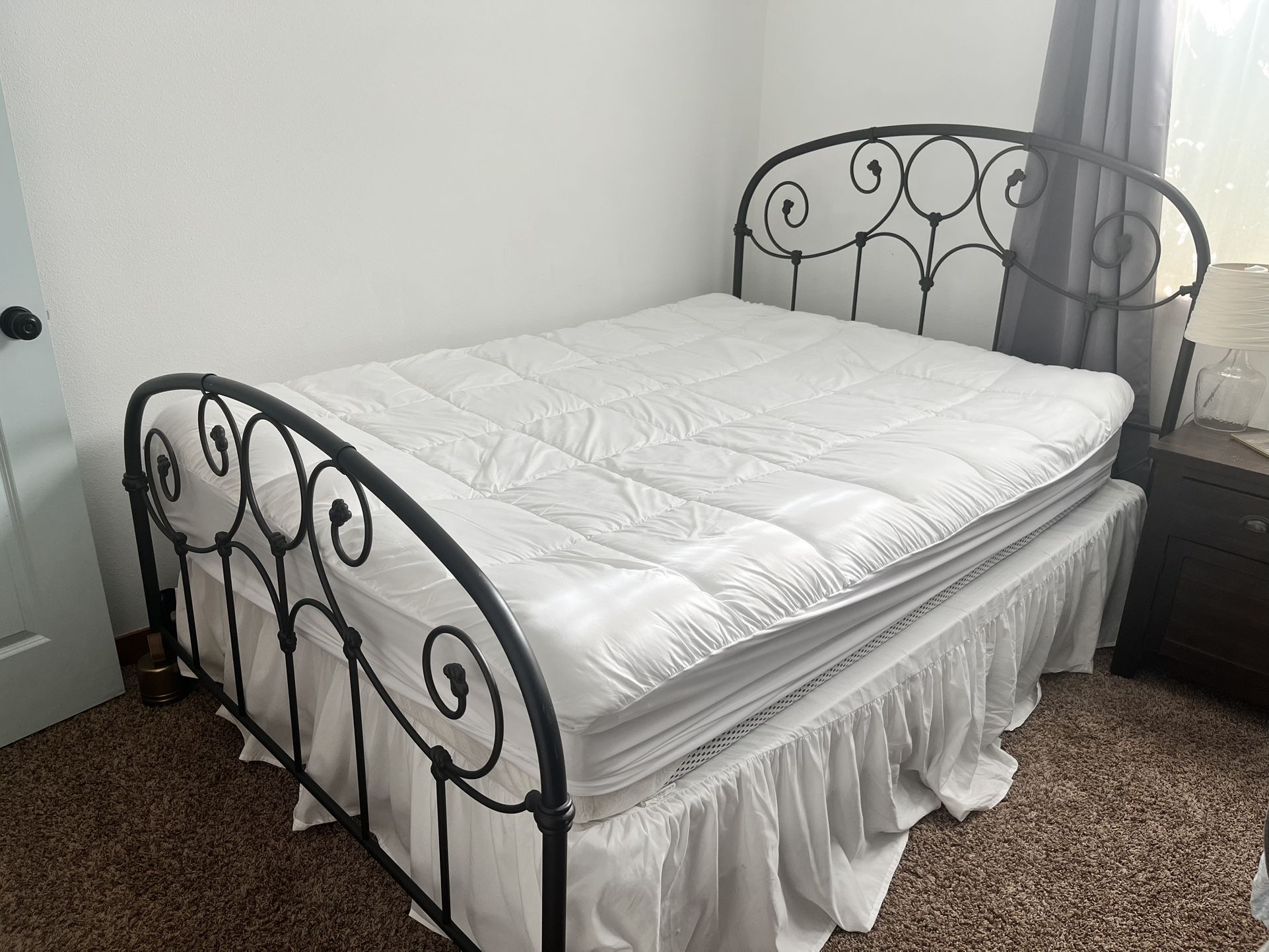 Queen Bed Frame, Mattress & Metal Box Spring Mattress