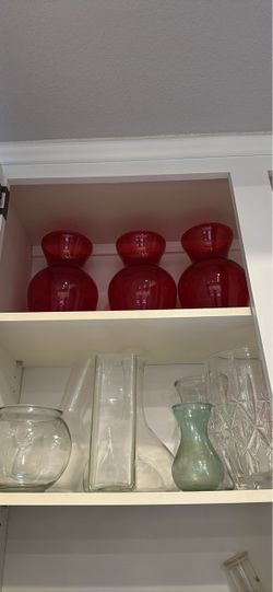 Red Glass Bowls Set of 6