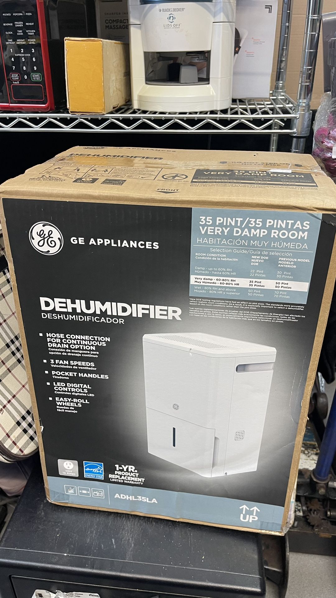 GE 35 Pint 2-speed Dehumidifier New In Box 