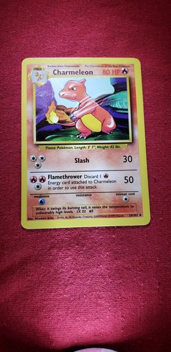 🔥VINTAGE-1999 WotC CHARMELEON 24/102 POKÉMON CARD. BASE UNLIMITED SET. UNCOMMON. NON HOLO. LP 🔥