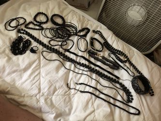 Black costume jewelry lot...Halloween? , Goth?