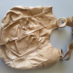 purse light tan double strap gold rings