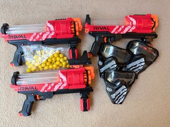 3 Nerf Rival Blasters w/ accessories