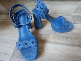 Larroude Denim Designer Platform Shoes