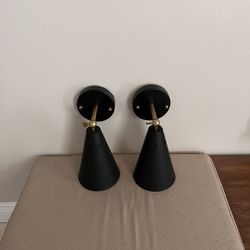 New Set Of 2 Gold / Black Wall Lamps Whit 💡 ( Hardwired ) 