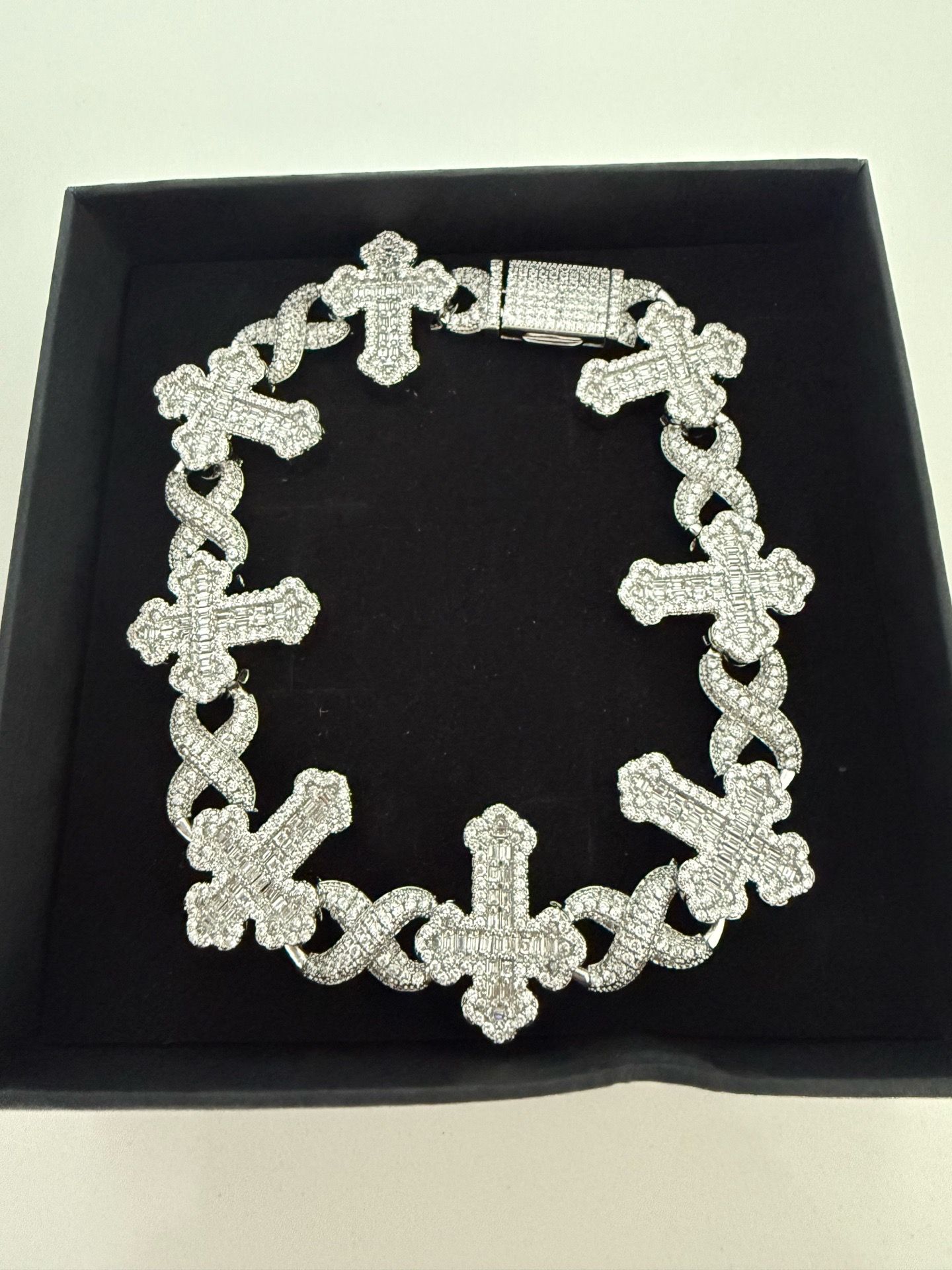 Moissanite cross bracelet