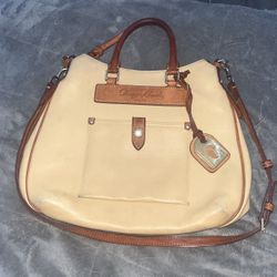 dooney and bourke leather beige and brown purse