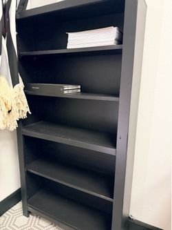 Black wood bookshelf