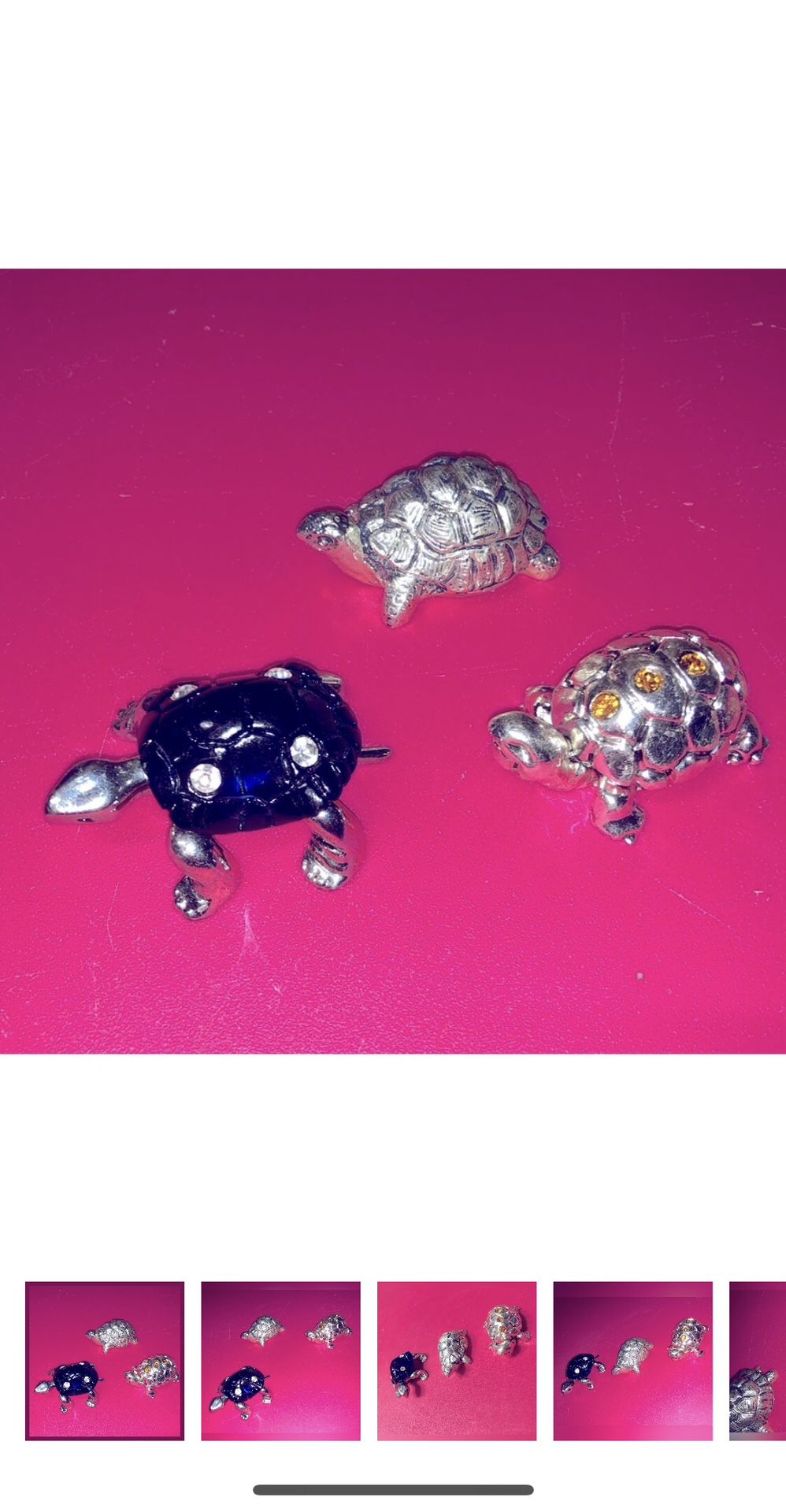 Turtles Home Jewelry Family of 3  100% Pure Silver with gemstones Goodluck Christmas Gift 