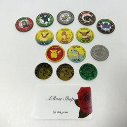 Bundle Lot of 14 Vintage 1999 Hasbro Pokemon Pop, Battle & Metal Coins