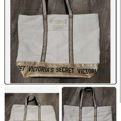 Victoria Secret Handbag Beige And Gold Glitter