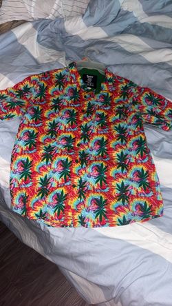 Tie dyed Marijuana Button-Up