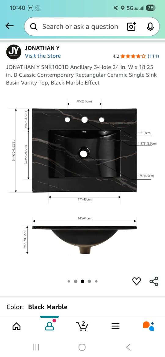 Black Bathroom Vanity Top
