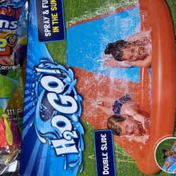 Double Water Slide And Water Balloons 