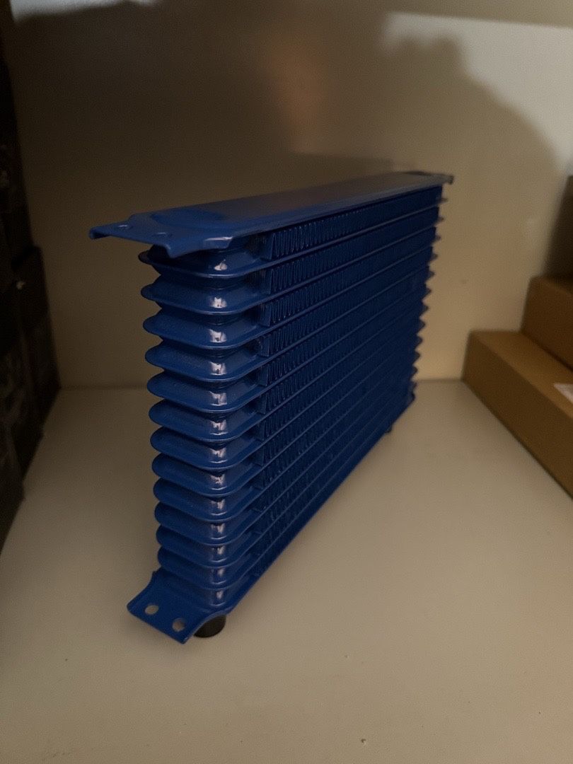 Universal AN10 Inlet 14-Row Aluminum Engine Oil Cooler - 13.5 In. X 8.75 In. X 2 In. - Blue