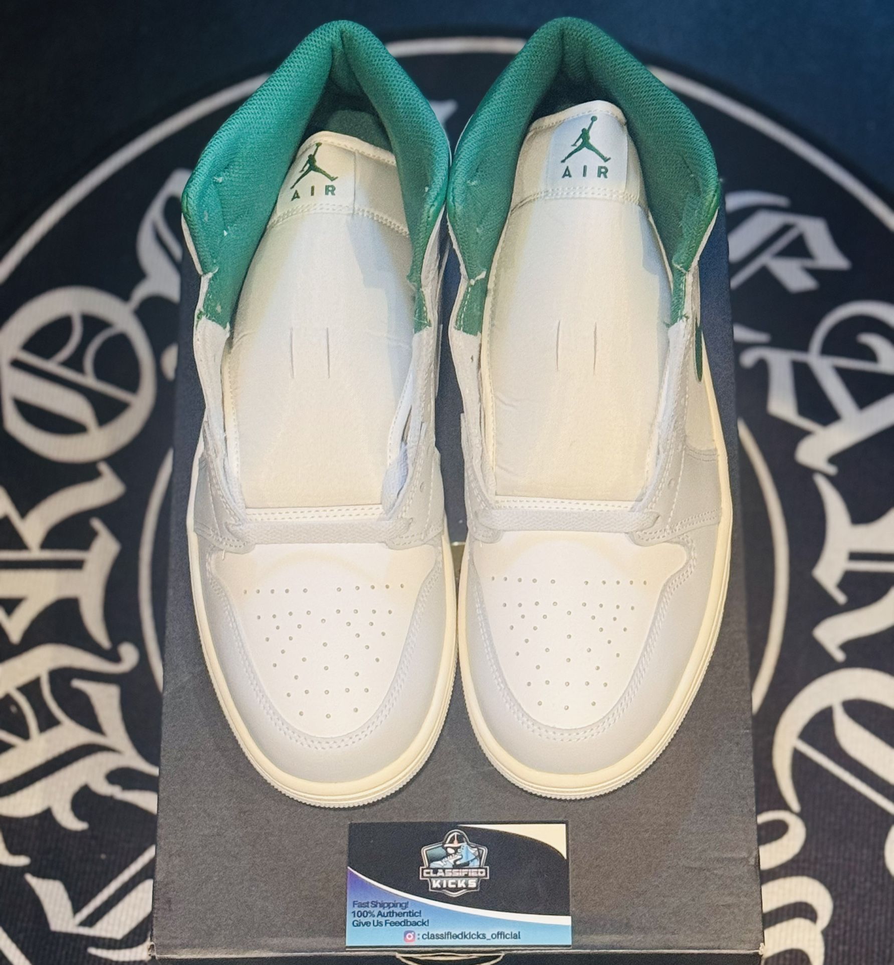 Jordan 1 Retro Hi “White Platinum Pine Green!