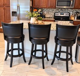 Set of 3 Black Swivel Bar Stools