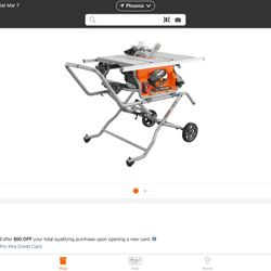RIDGID 10” Contractor’s Table Saw With Rolling Stand…LIKE NEW