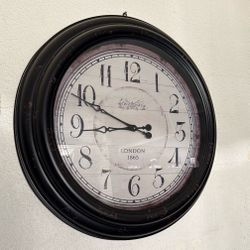 Large Vintage Industrial Wall Clock – Distressed London 1865 Style – 24”+