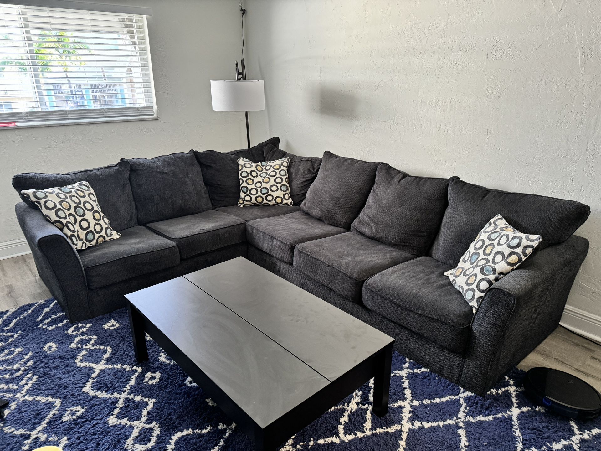 Sectional Sofa - L-shaped Dark Grey Very Comfortable