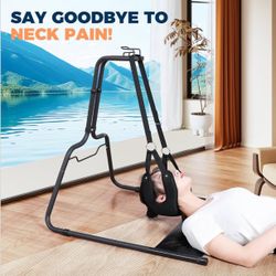 Neck Stretcher Hammock with Stand for Neck Decompression, Cervical Traction Device Stand Steel Heavy Duty, Neck Decompressor Neck Stretching Strap wit
