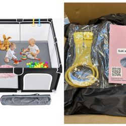 TODALE Baby Playpen for Toddler, Large Baby Playard, Indoor & Outdoor Kids Activity Center with Anti-Slip Base, Sturdy Safety Play Yard with Soft Brea