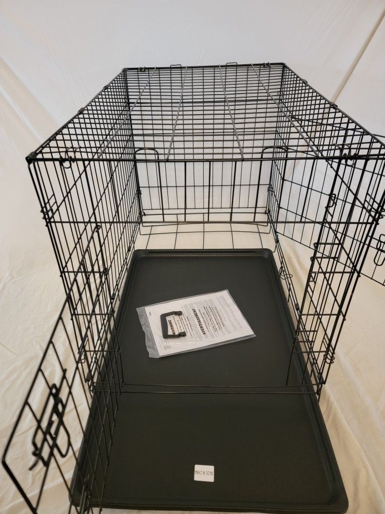 New IN Box! L'xl Dog Crate 2 Doors With Tray Up To 70lbs Folding Puppy Dog Kennel Animal Cage Add A Bed For $15