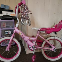 Disney Princess Girls' 16" Sidewalk Bike without Training-Wheels by Huffy , Pink. Helmet Included.