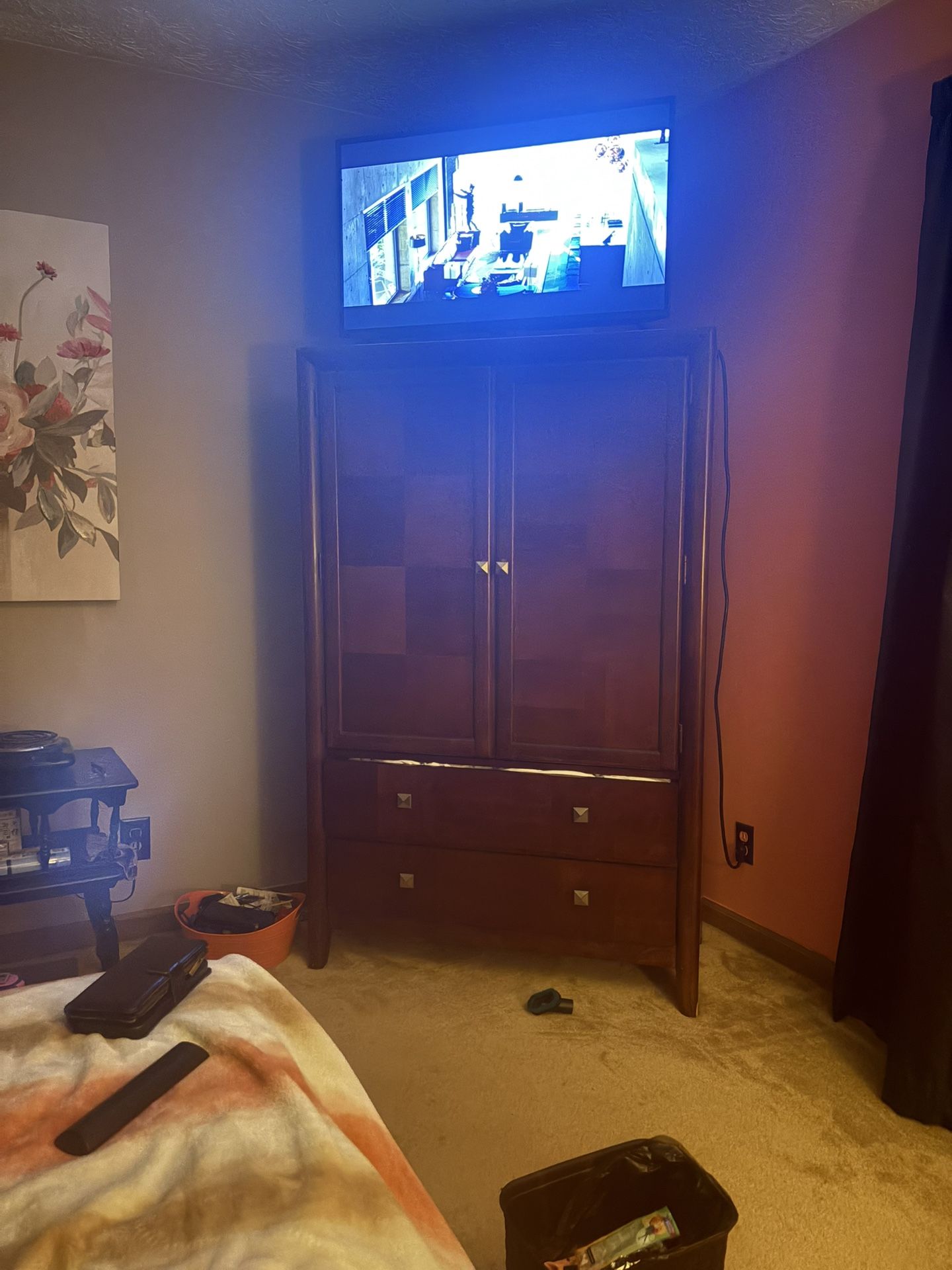 Queen Headboard With Bed frame And Matching Wardrobe