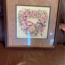 Heart and flowers picture 13 1/2 inches