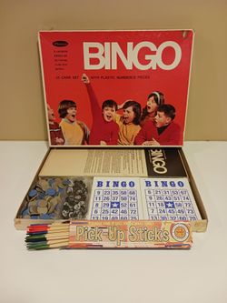 2 Vintage Games- 1970's Whitman BINGO + Pick-Up Sticks games.