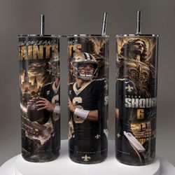 New Orleans Saints Tyler Shough #6 Skinny Tumbler