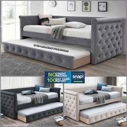 Twin Twin Size  Grey European Daybed W Ortho Mattress 