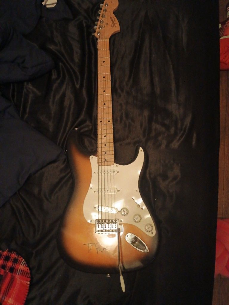 Signed Sunburst Squire Fender Guitar