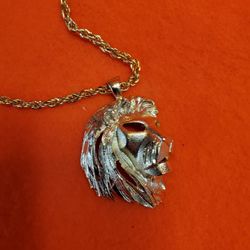 Large Lion Charm 18" Rope Chain & 9" Bracelet 18 Kt Gold Clad