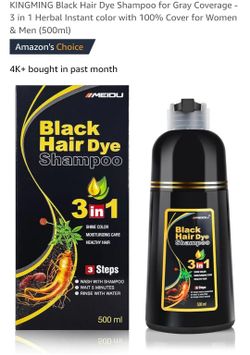 Black Hair Dye Shampoo New