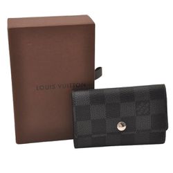 Authentic Louis Vuitton Damier Graphite Multicles 6 Key holder