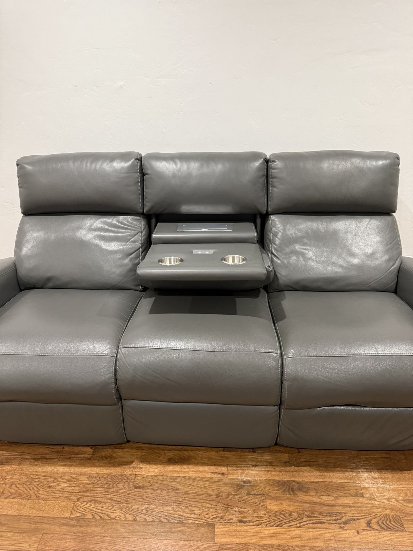 Gray Leather Sofa Couch & Loveseat