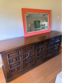 Drexel mid century modern wood dining buffet with storage - 75”x19”x30” H