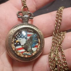 American Eagle Quartz Pocket Watch 