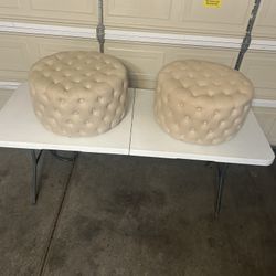 2 Beige Foot Stools