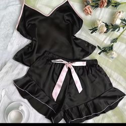 Cute One Set All Black Pajama Set