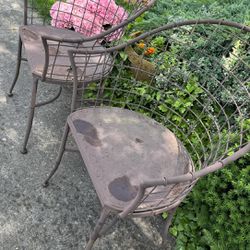 2 Vintage Wire Patio Chairs 